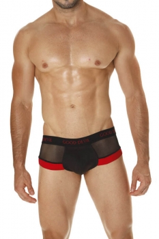 Good Devil GD722 Rotica Sheer Cheeky Brief Black/Red