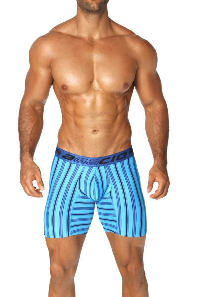 Agacio 5927 Long Boxer Horizontal Stripes Turquoise/Blue