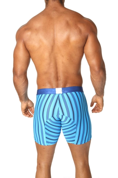 Agacio 5927 Long Boxer Horizontal Stripes Turquoise/Blue