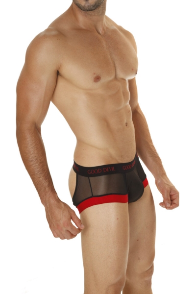 Good Devil GD422 Rotica Sheer Jockstrap Black/Red Gr.M