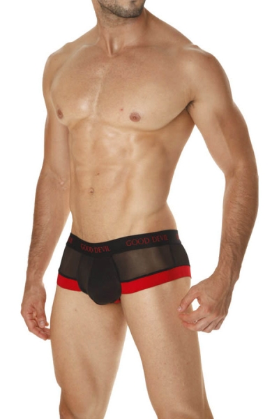 Good Devil GD722 Rotica Sheer Cheeky Brief Black/Red